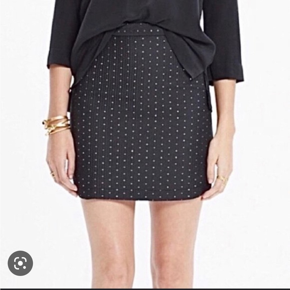 NWOT Madewell Shirttail Skirt in Nightfall Jacquard black and gold mini skirt